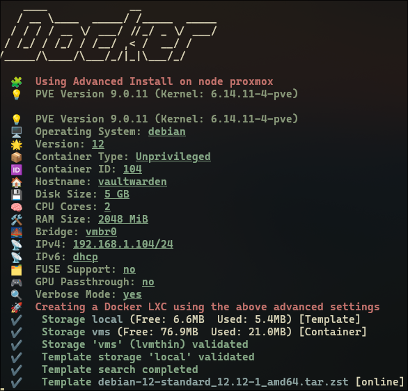Konfigurator LXC na Proxmoxie